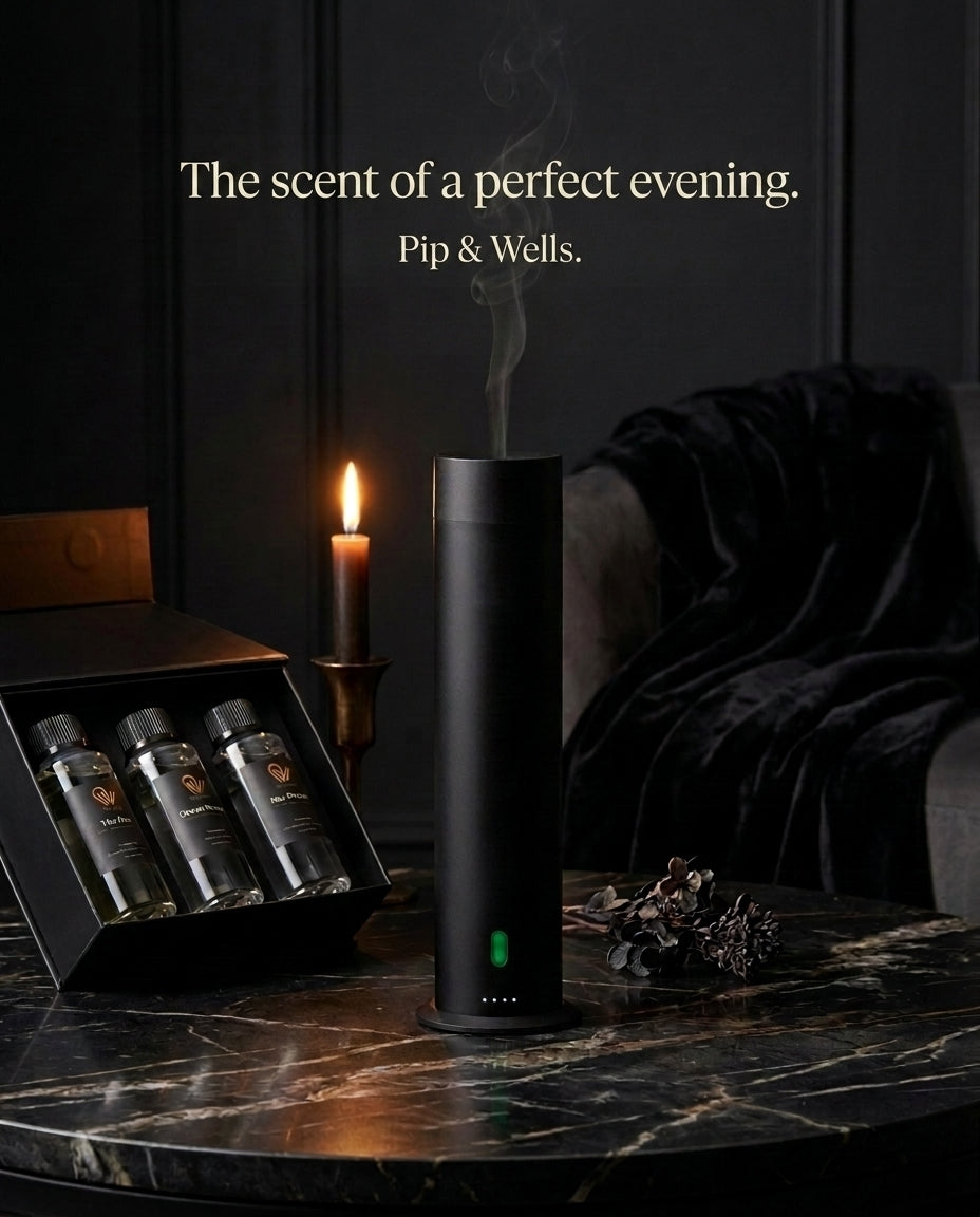 Pure One diffuser with candlelight in an evening interior