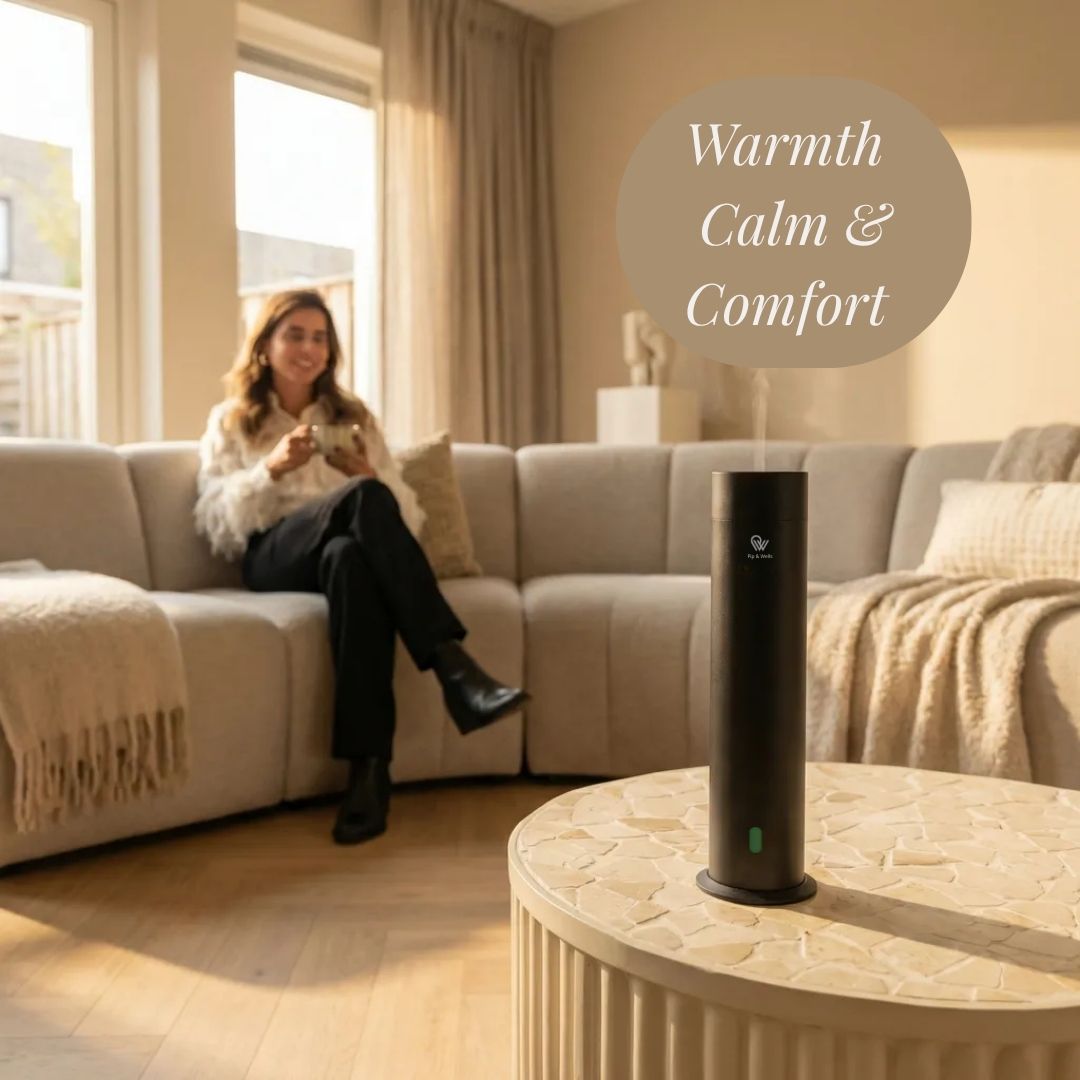 Pure One diffuser in a warm living room interior
