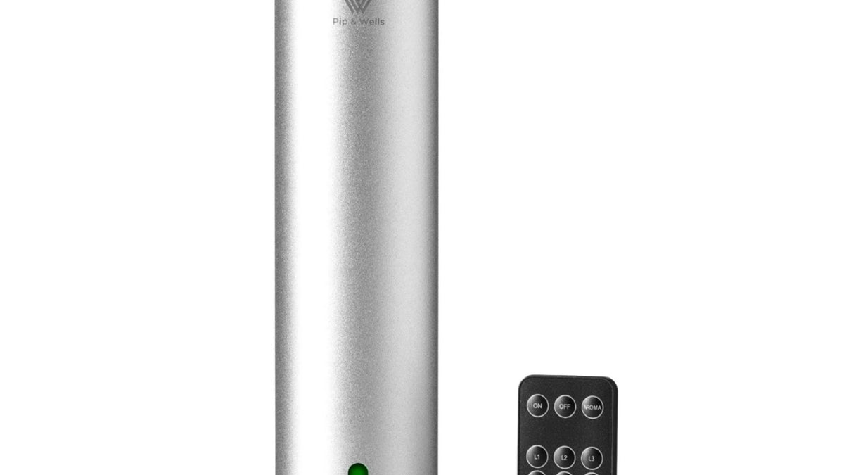 Silver Pure One diffuser with remote control for timed use